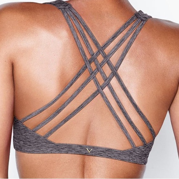 Victoria's Secret Other - VICTORIA'S SECRET M Strappy Back Light Impact Sports Bra Black / Tornado Heather